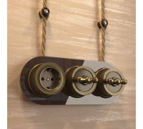 Выключатель на 4 положения двухклавишный без рамки Werkel Ретро бронзовый W5720012