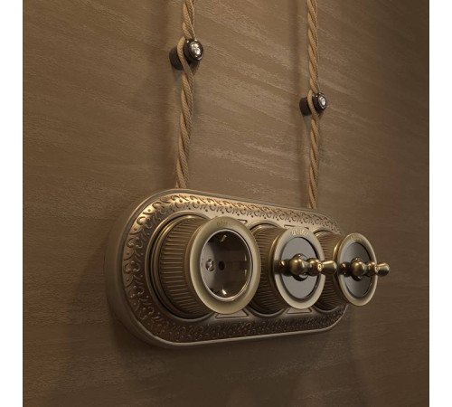 Выключатель на 4 положения двухклавишный без рамки Werkel Ретро бронзовый W5720012