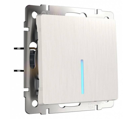 Выключатель проходной одноклавишный с подсветкой без рамки Werkel перламутровый рифленый W1112113