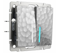 Выключатель двухклавишный с подсветкой без рамки Werkel Hammer W1220106 (серебряный)