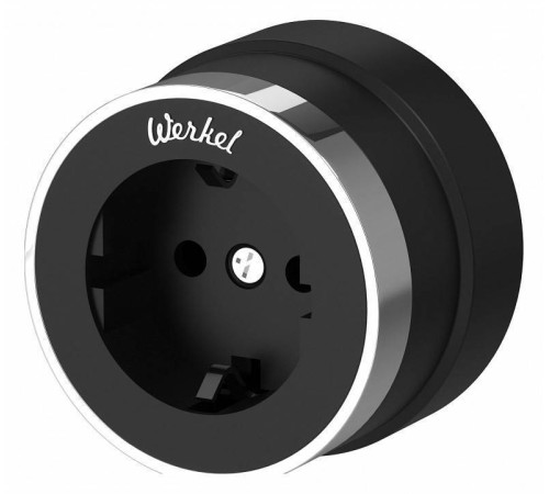 Розетка с заземлением Werkel Vintage хром, черный W5871051