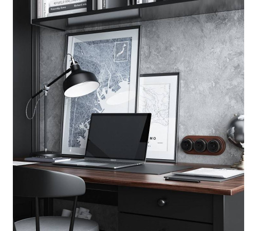 Розетка с заземлением Werkel Vintage хром, черный W5871051