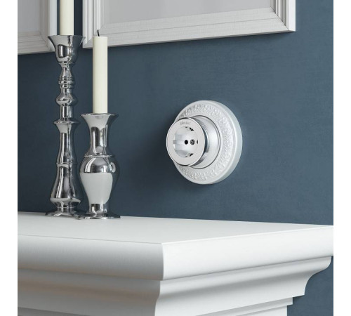 Розетка с заземлением Werkel Vintage серебро, хром W5871054