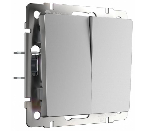 Выключатель двухклавишный без рамки Werkel серебряный W1123008