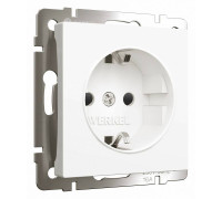 Розетка с заземлением и с шторками, без рамки Werkel Белые матовые W1171161