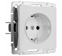 Розетка с заземлением и с шторками, без рамки Werkel Белый акрил W1171141