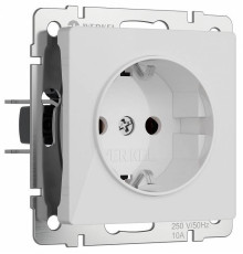 Розетка с заземлением и с шторками, без рамки Werkel Белый акрил W1171141