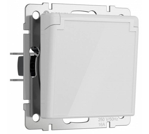 Розетка влагозащищенная с заземлением и с шторками, без рамки с крышкой Werkel Белый акрил W1171241