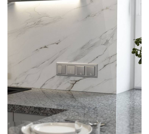 Выключатель перекрестный двухклавишный без рамки Werkel серебряный матовый W1123065