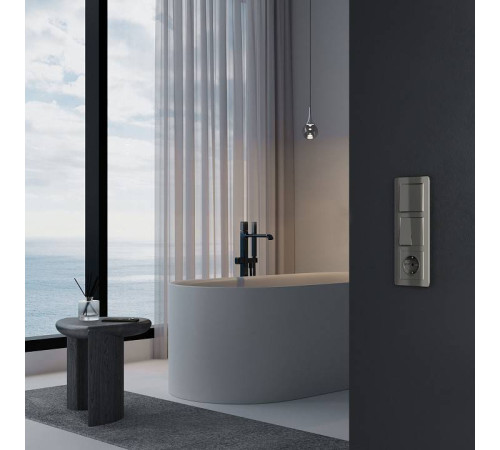 Выключатель двухклавишный без рамки Werkel Графит акрил W1120044