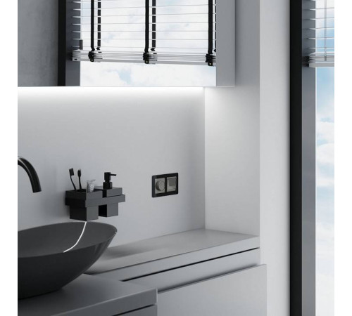 Розетка влагозащищенная с заземлением и с шторками, без рамки с крышкой Werkel Графит акрил W1171244