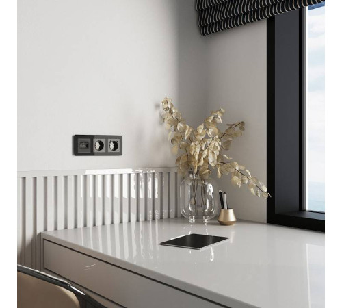 Накладка для розетки Ethernet RJ-45 Werkel Графит акрил W1191144