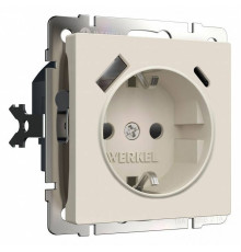 Розетка с заземлением и со шторкой и 2хUSB type A и C, без рамки Werkel айвори матовый W1171762