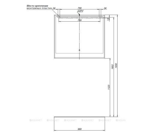 Зеркало Aquanet Милан 100 LED дуб рошелье 00336396