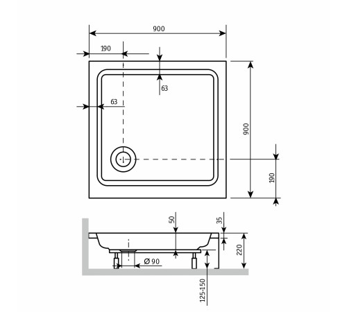 Душевой поддон RGW STYLE 900x900 мм 16180199-11
