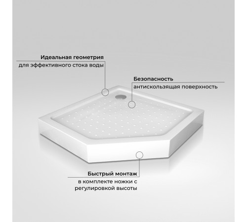 Душевой поддон трапеция RGW LUX/TN-TR акриловый с литым экраном 900x900 мм 16180599-41
