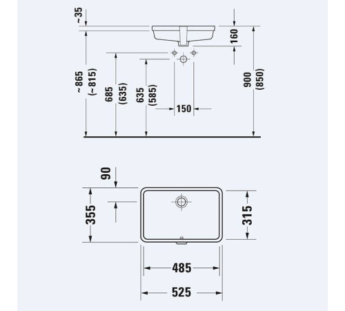 Раковина Duravit Vero 48.5x31.5 см встраиваемая WonderGliss белый 03304800001