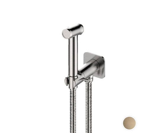 Гигиенический душ Newform X-STEEL 316 лейка с держателем без смесителя PVD Brushed pale gold 69644X.59.098