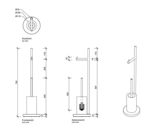 Стойка напольная Decor Walther DW 6700 с ершиком и бумагодержателем хром/белый 0838400