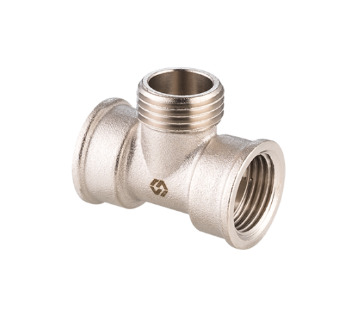 Тройник резьбовой Hogart 3/4 ВНВ латунь никелированная BF51305