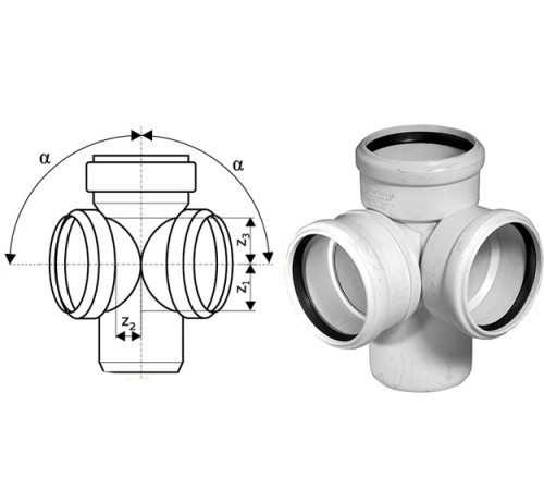 Крестовина двухплоскостная угловая Ostendorf Skolan Safe SKDA 110 мм 87° 335910