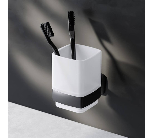 Стакан для зубных щеток AM.PM Gem стеклянный настенный черный A9034322