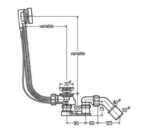 Слив-перелив для ванны Viega Simplex полуавтомат хром 285357