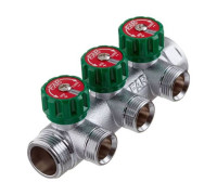 Коллектор латунный хромированный FAR 1 ВР-НР 3 отвода 3/4 НР Евроконус FK3822134