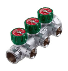 Коллектор латунный хромированный FAR 1 ВР-НР 3 отвода 3/4 НР Евроконус FK3822134