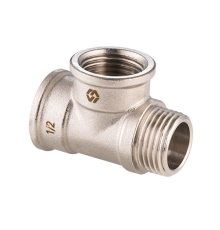 Тройник Hogert 1/2 ВВН латунь никелированная BF51604