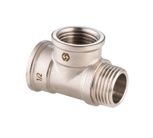 Тройник Hogert 1/2 ВВН латунь никелированная BF51604