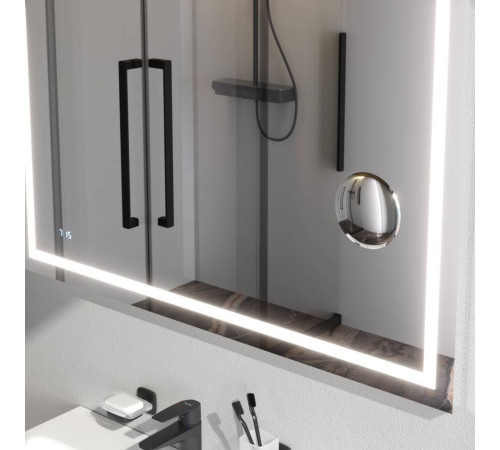 Зеркало настенное AM.PM Gem с LED-подсветкой часами и косметическим зеркалом 100 см M91AMOX1003WG