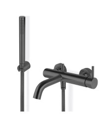 Смеситель для ванны настенный Newform X-Steel 316 с ручным душем и кронштейном PVD Brushed Gun Metal 69640CX.59.064