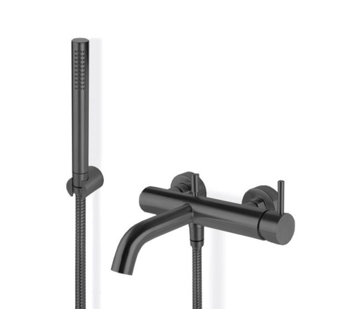 Смеситель для ванны настенный Newform X-Steel 316 с ручным душем и кронштейном PVD Brushed Gun Metal 69640CX.59.064
