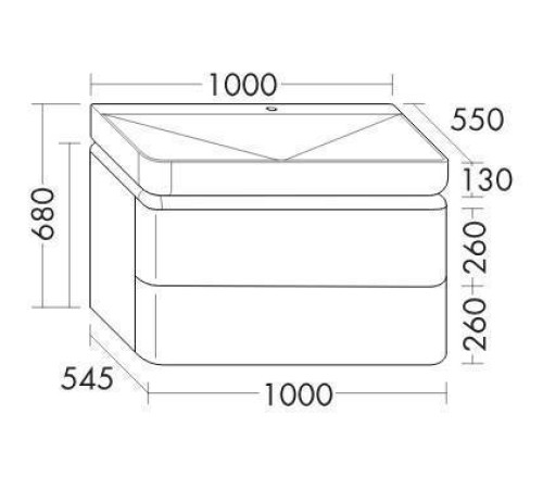 Комплект мебели Burgbad 1000х550х680 мм подвесной белый матовый SGTW100F5981G0126C0037*1