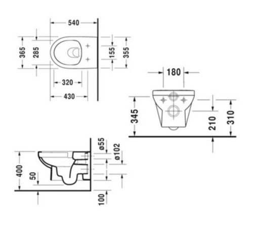Комплект унитаз подвесной Duravit DuraStyle Basic Rimless 36.5x54 см с сиденьем SoftClose 45620900A1