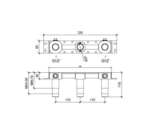 Встраиваемая часть смесителя для раковины Almar Mixers на 3 отв. черный E134011