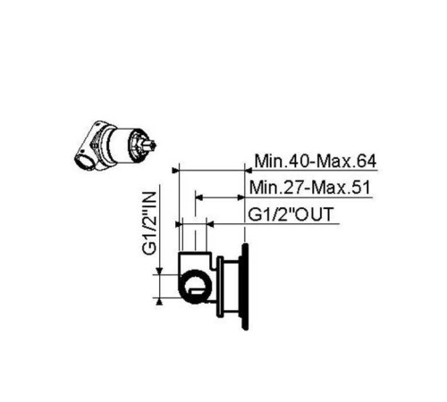 Внутренняя часть встраиваемого смесителя Plumberia Selection универсальная 1 выход 35 мм INT1135