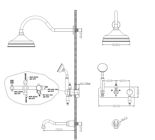 Смеситель для ванны Boheme Medici встраиваемый бронза 308