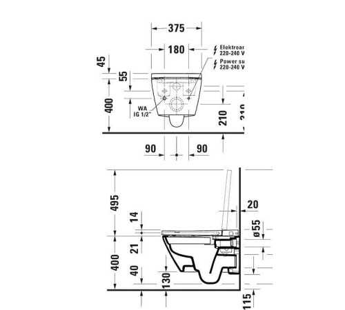 Крышка-биде Duravit SensoWash D-Neo с функцией автосмыва 614700012002340