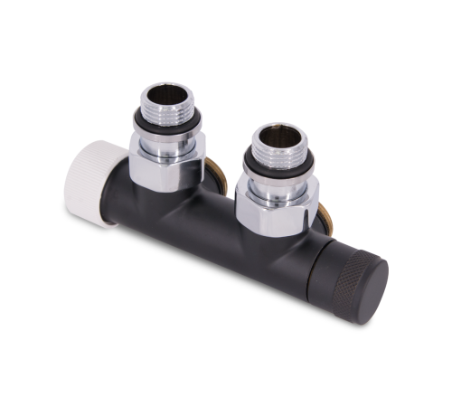 Узел нижнего подключения термостатический SR Rubinetterie угловой левый 1/2 x 3/4 E черный матовый 0685-1500VCES