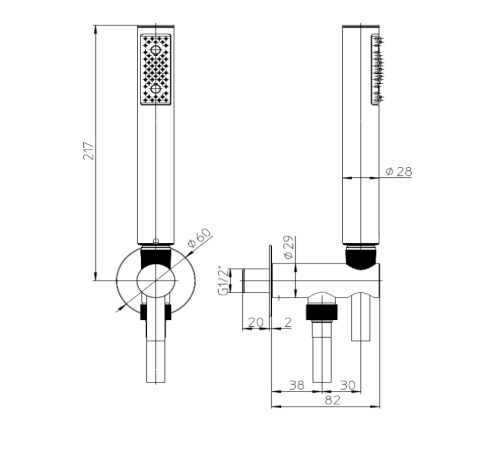 Душевой набор Bossini Zen Inox ручной душ со шлангом и держателем матовая сталь INC004.075