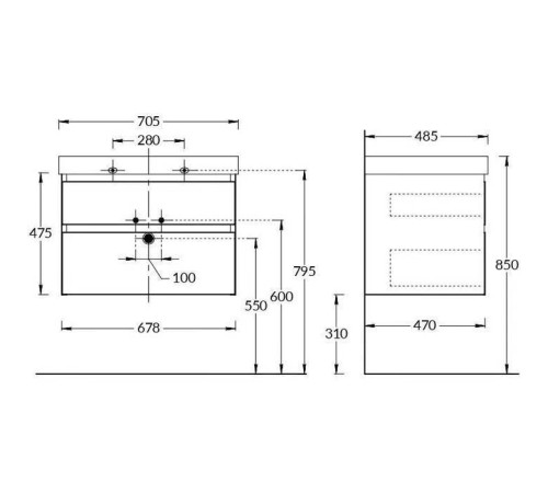 Тумба подвесная Kerama Marazzi Cubo 70 см с ящиками белая матовая CUB.70.2\WHT.M