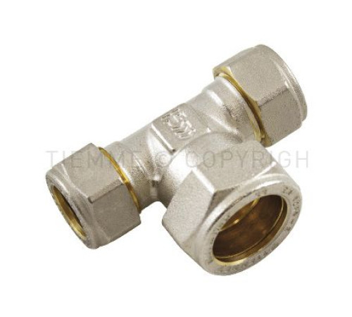 Тройник резьбозажимной Tiemme 28х15х28 мм никелированный 1000118