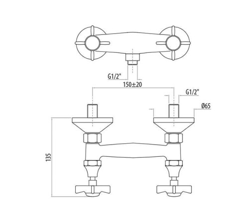 Смеситель для душа Gattoni London с выходом снизу 1/2 хром TW1707517COcr