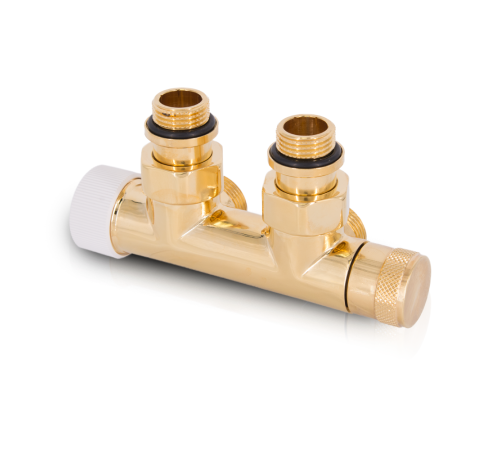 Узел нижнего подключения термостатический SR Rubinetterie угловой левый 1/2 x 3/4 E золото 0685-1500D0E0