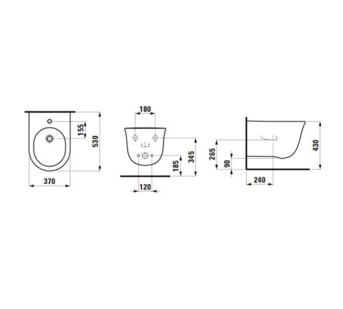 Биде подвесное Laufen The New Classic 53х37 см 1 отверстие белое 8.3085.1.000.302.1