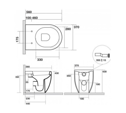 Унитаз напольный приставной Kerasan Flo 56 см 311801
