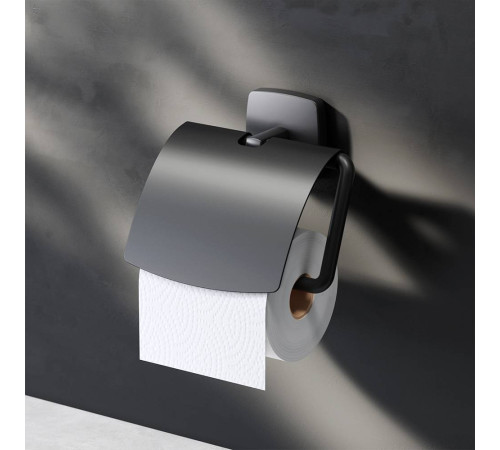 Держатель для туалетной бумаги AM.PM Gem с крышкой черный A90341422