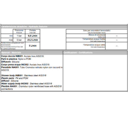Душевой набор Bossini Zen Inox ручной душ со шлангом и держателем матовая сталь INC004.075